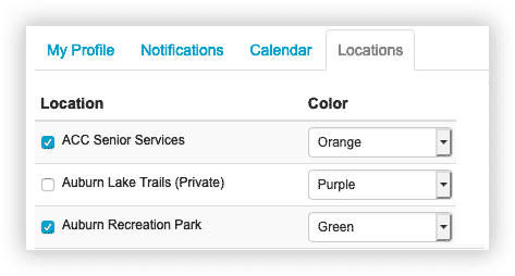 Screenshot of new location settings